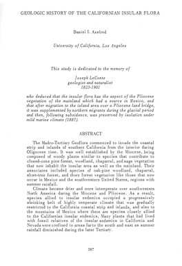Geologic History of the Californian Insular Flora