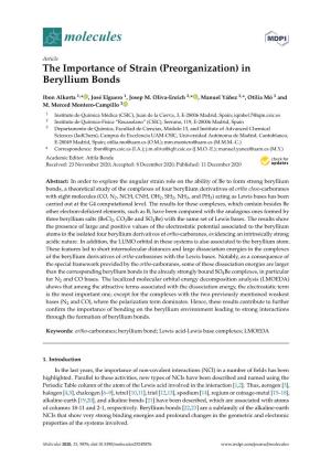 The Importance of Strain (Preorganization) in Beryllium Bonds