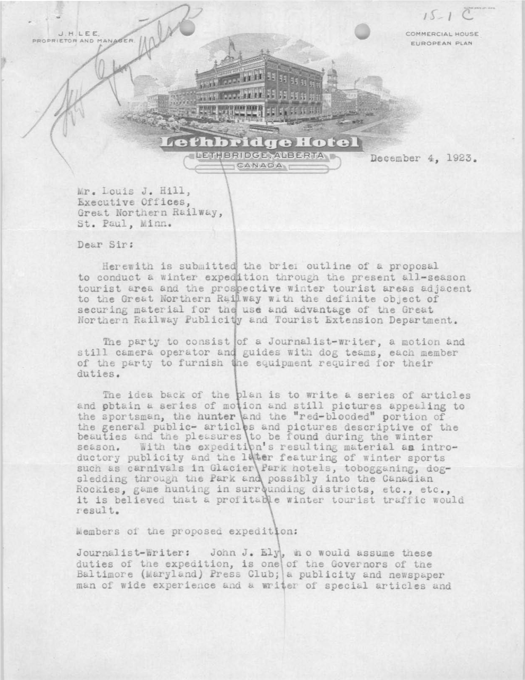 General Correspondence, December 1923