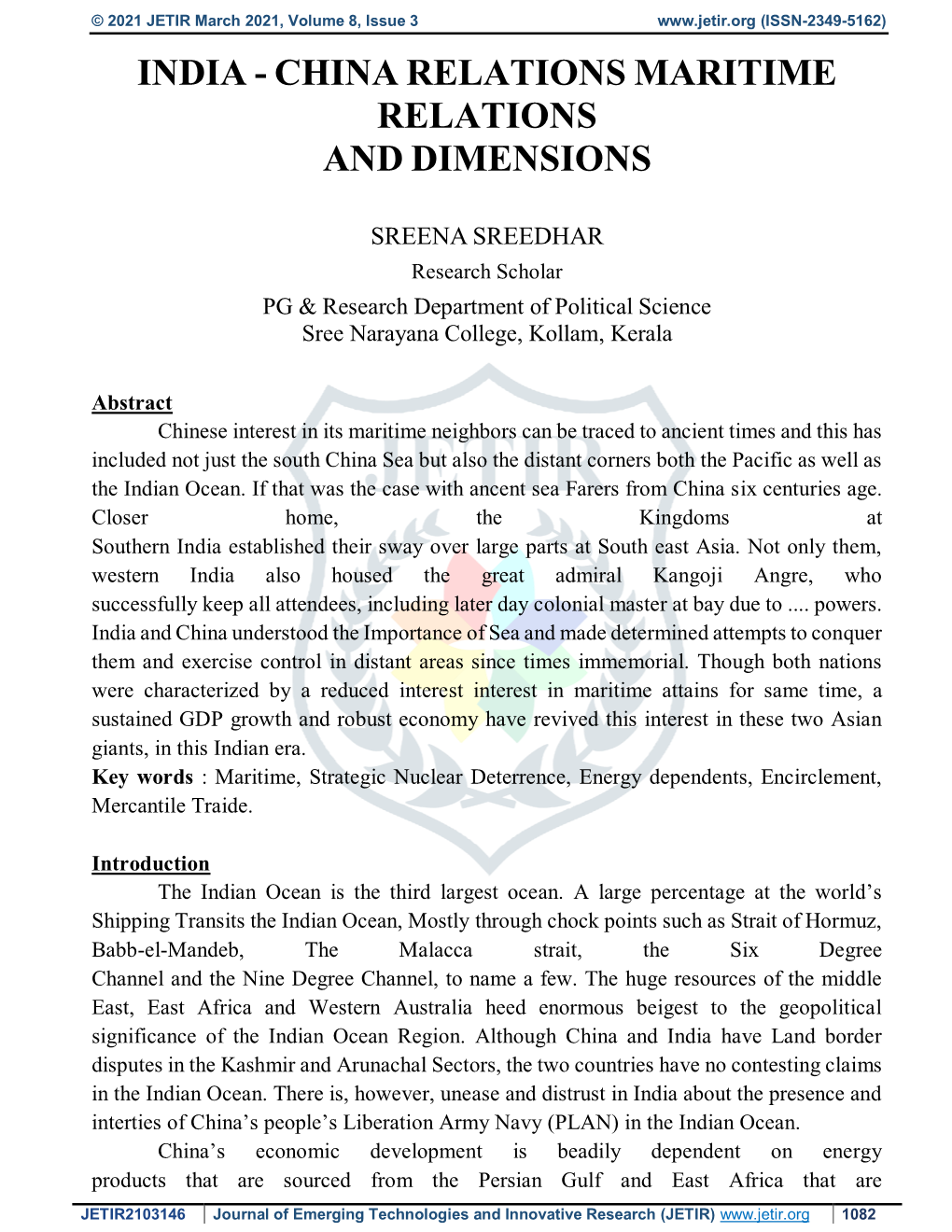 China Relations Maritime Relations and Dimensions