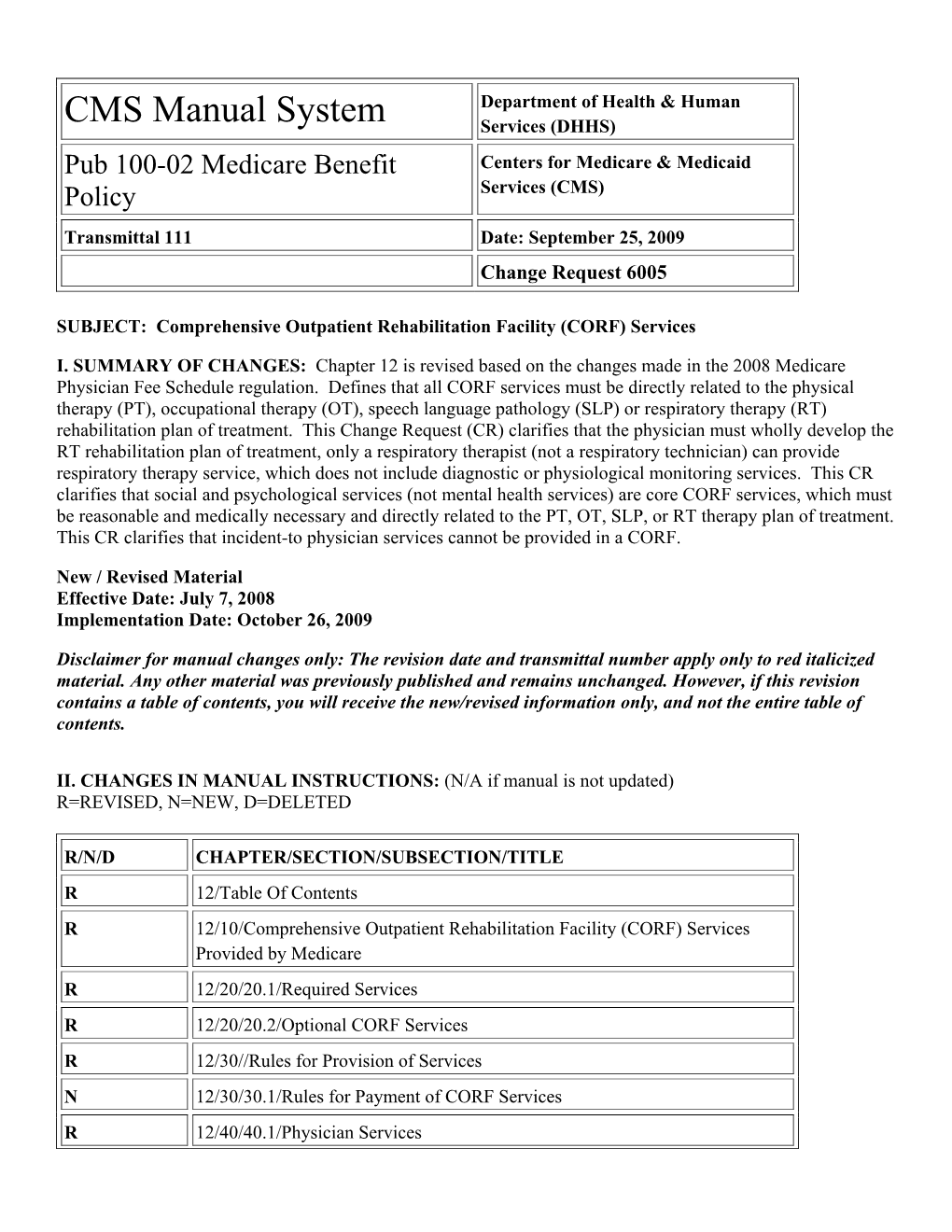 Pub 100-02 Medicare Benefit Policy