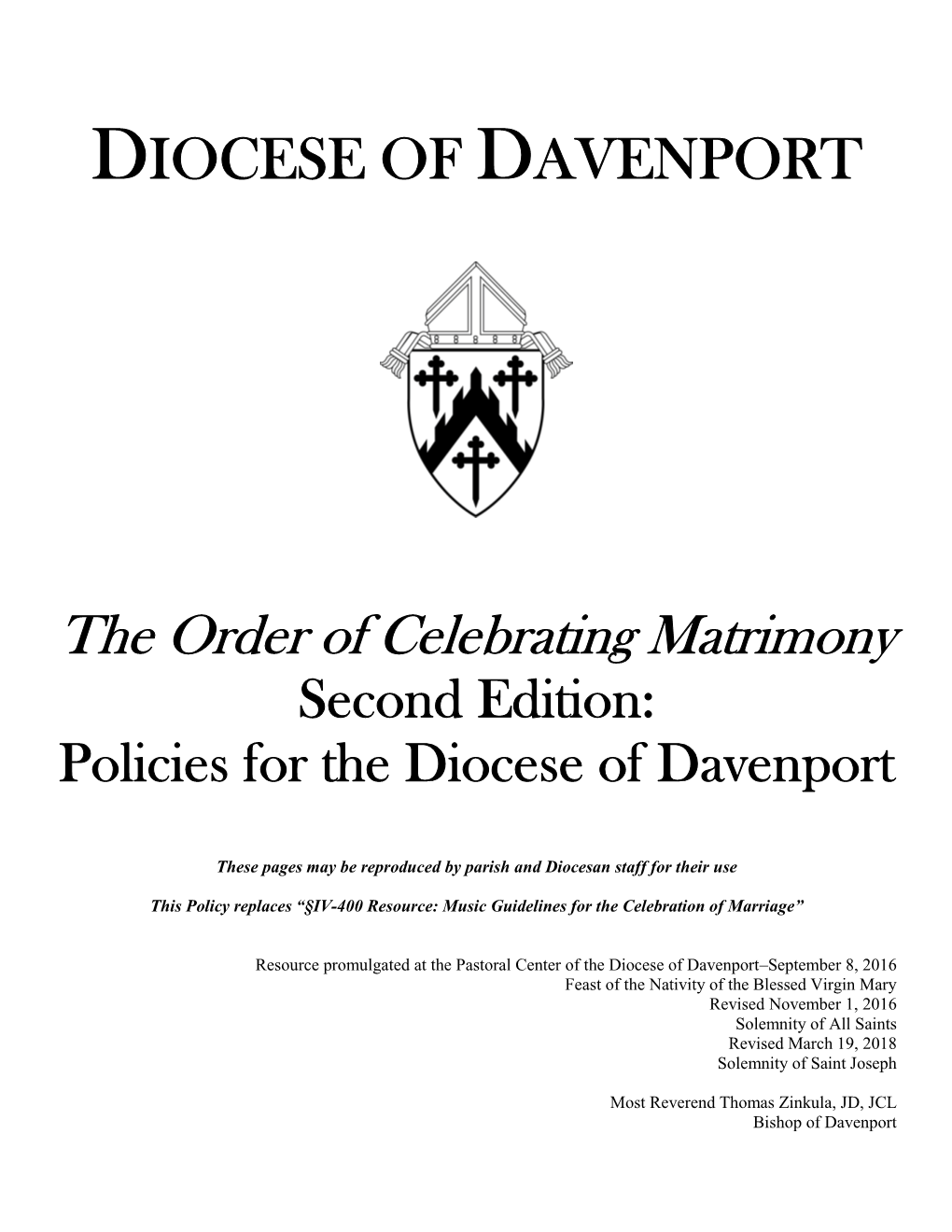 Policies for the Diocese of Davenport