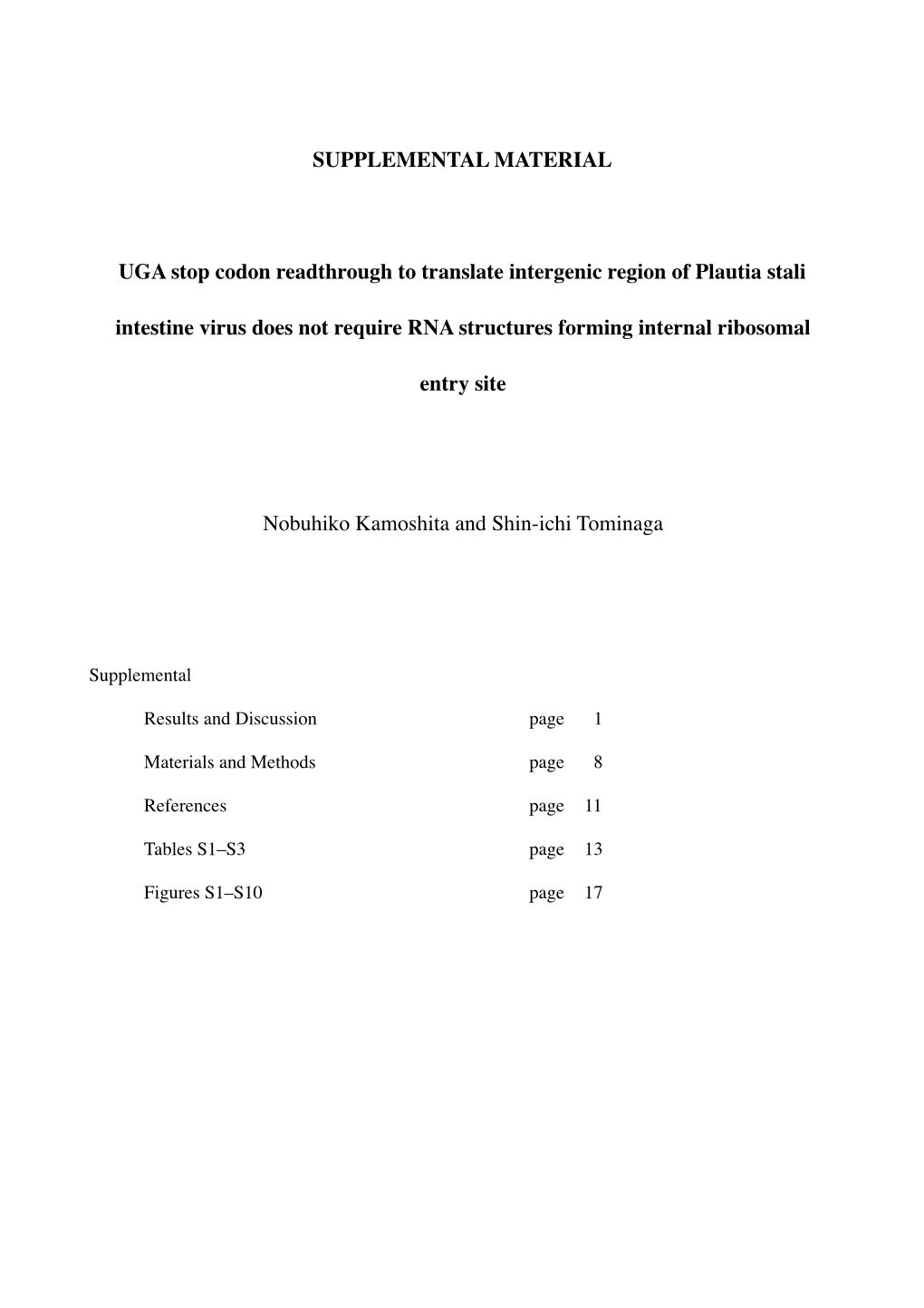 SUPPLEMENTAL MATERIAL UGA Stop Codon Readthrough to Translate