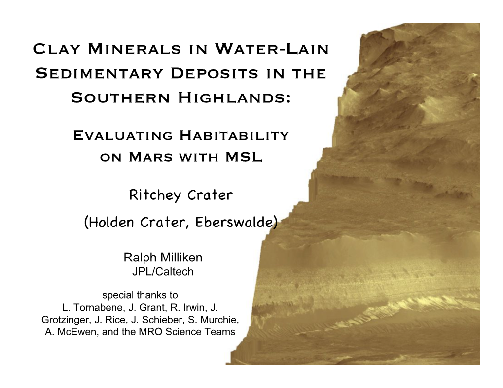 Clay Minerals in Water-Lain Sedimentary Deposits in the Southern Highlands