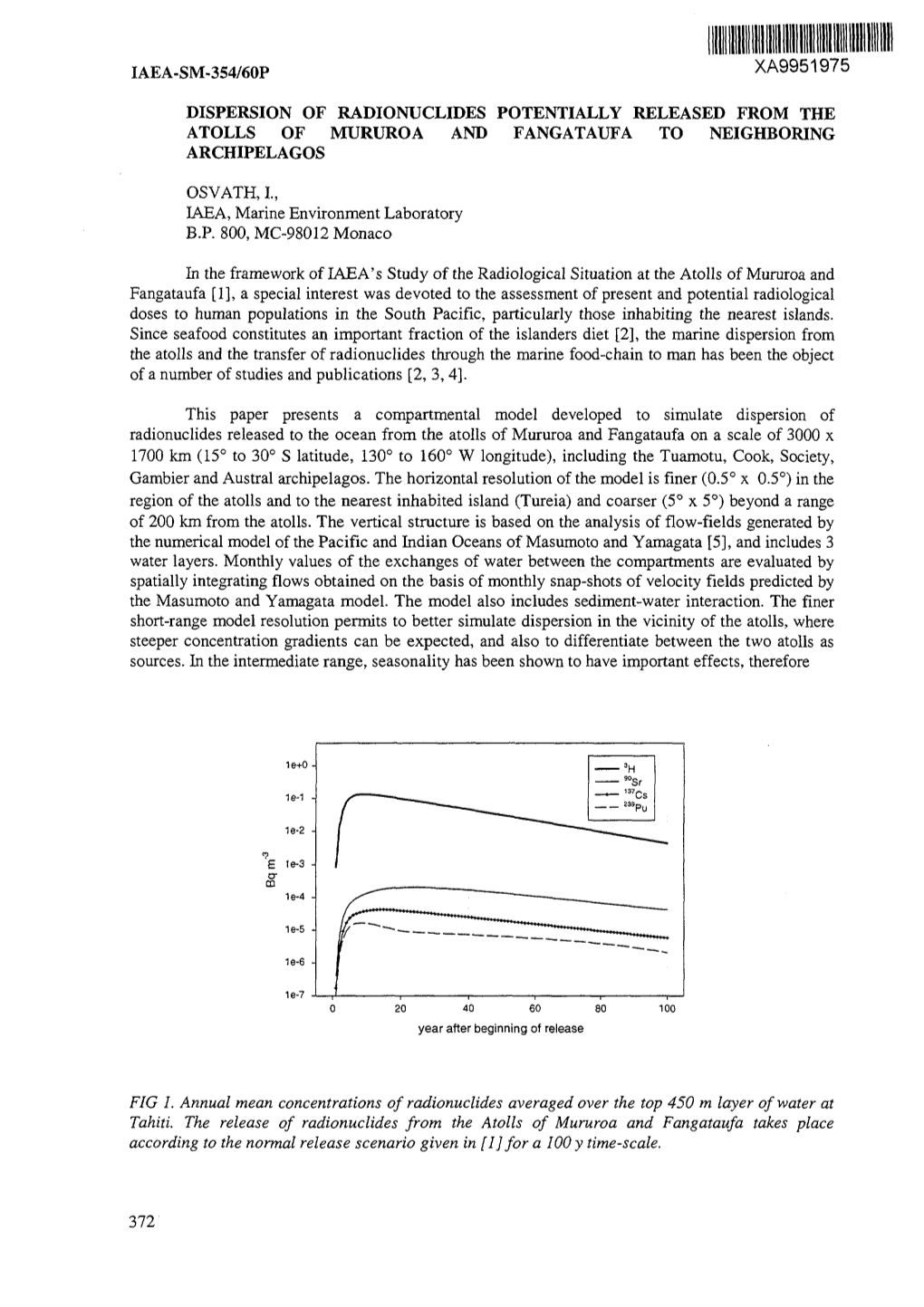 Dispersion of Radionuclides Potentially Released from the Atolls of Mururoa and Fangataufa to Neighboring Archipelagos