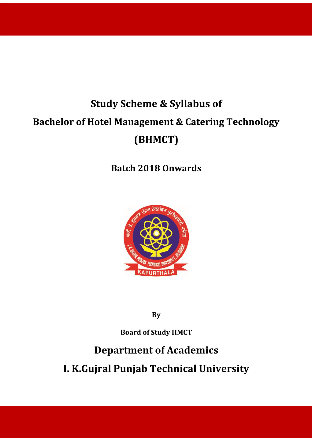 Study Scheme & Syllabus of (BHMCT)