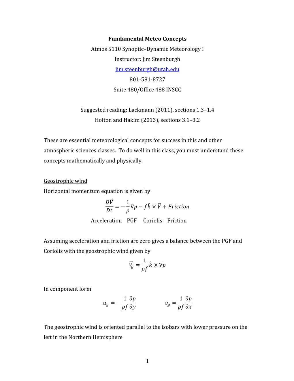 1 Fundamental Meteo Concepts Atmos 5110 Synoptic–Dynamic