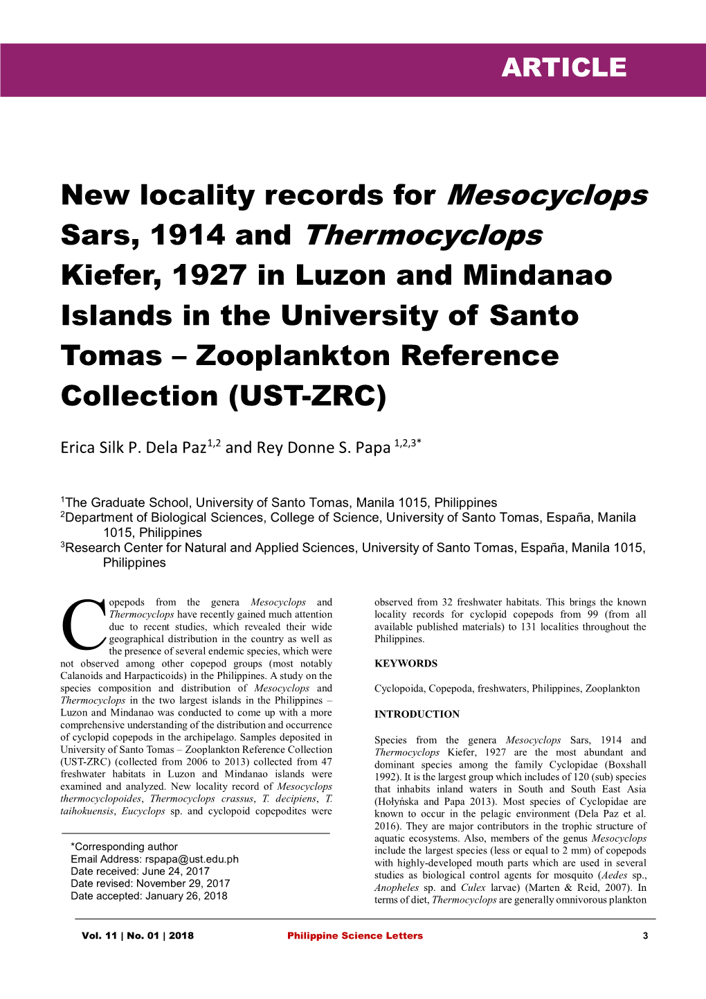 New Locality Records for Mesocyclops Sars, 1914 and Thermocyclops