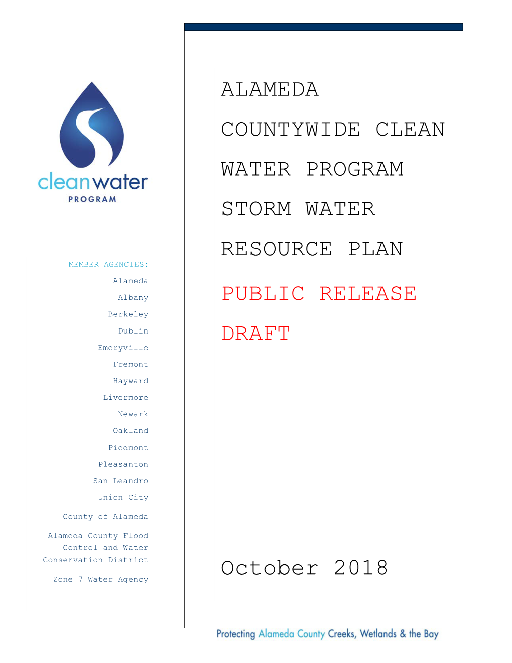Alameda Countywide Clean Water Program Stormwater Resource Plan