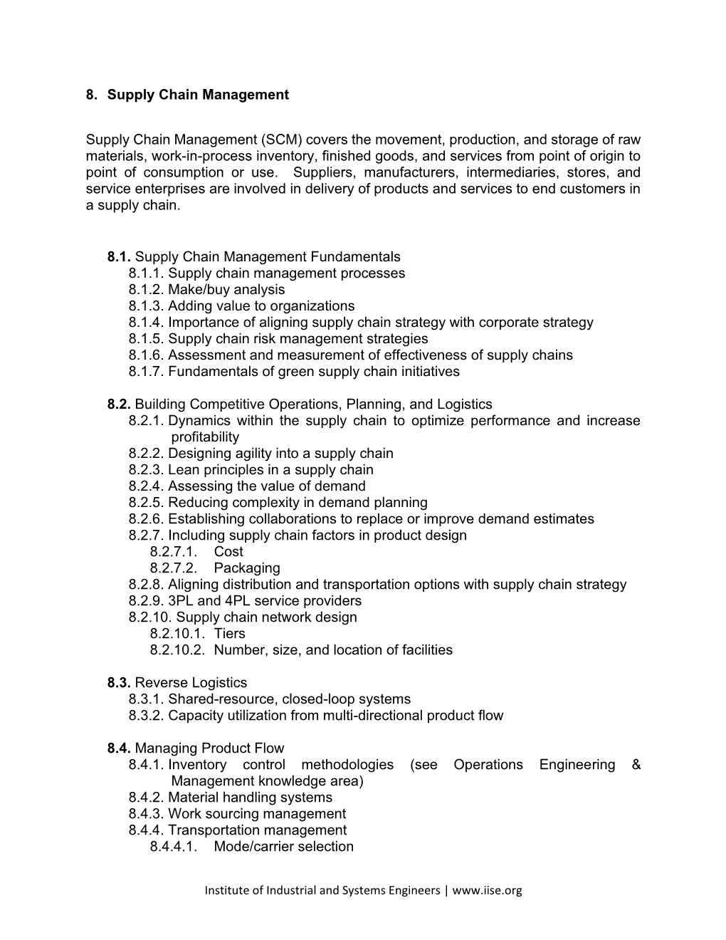 8. Supply Chain Management