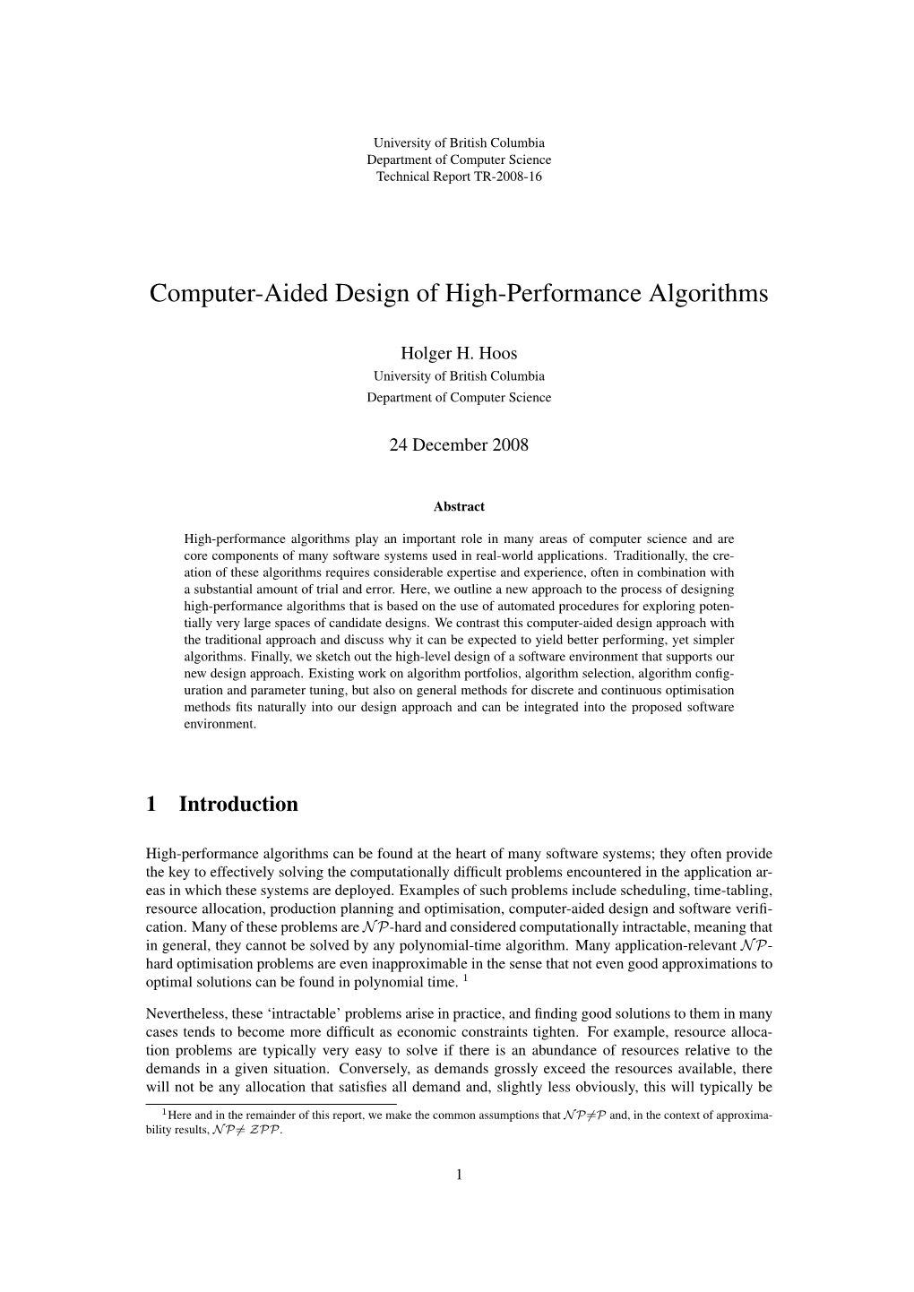 Computer-Aided Design of High-Performance Algorithms