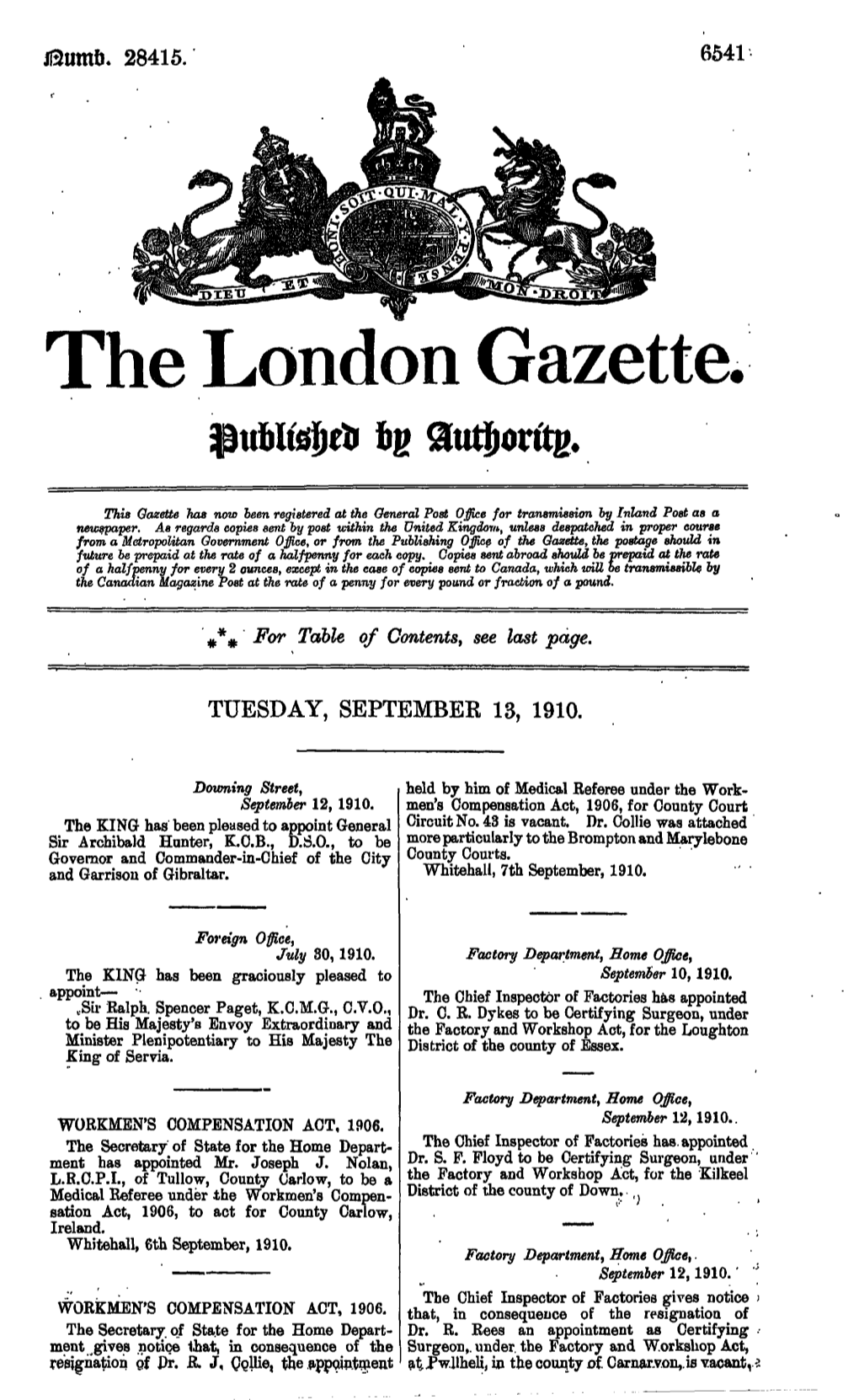 The London Gazette Autjwritg