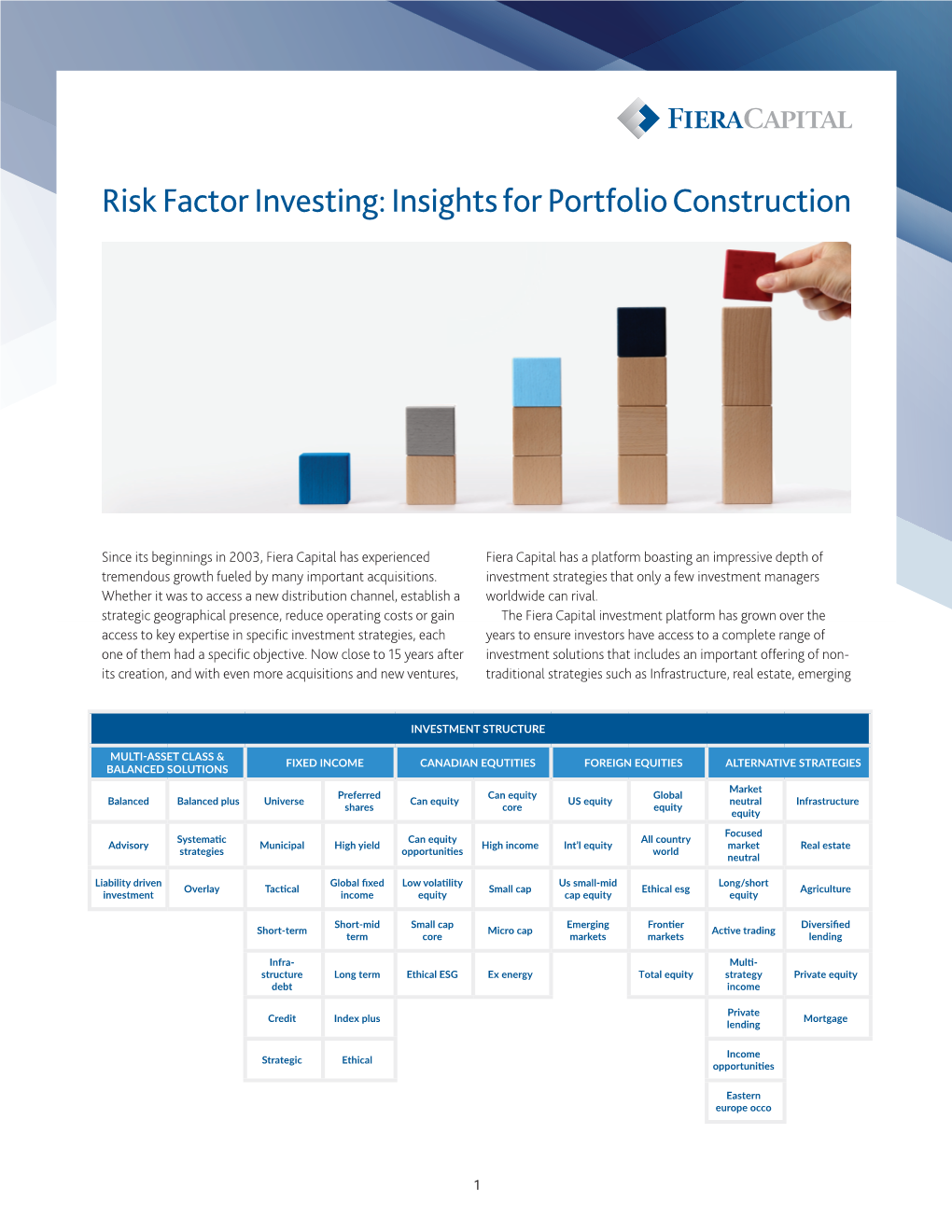 Risk Factor Investing: Insights for Portfolio Construction