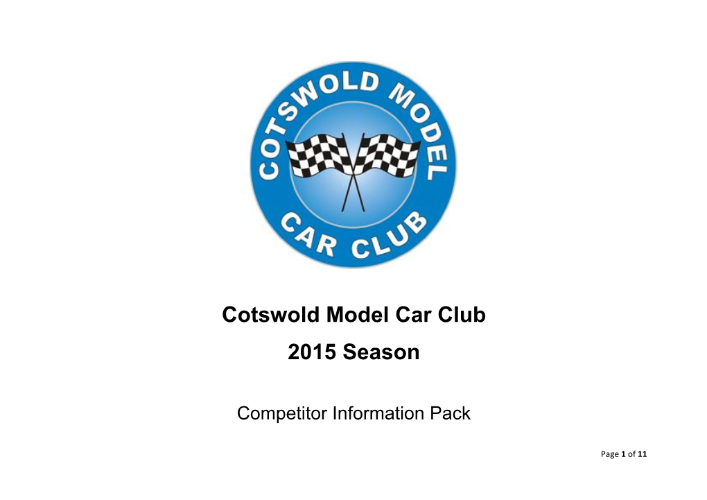 Cotswold Model Car Club 2015 Season