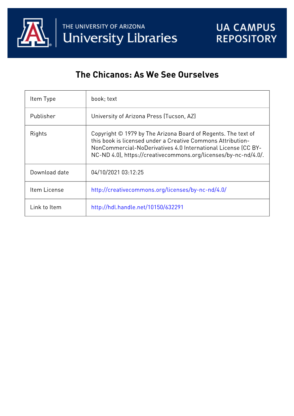 The Chicanos: As We See Ourselves