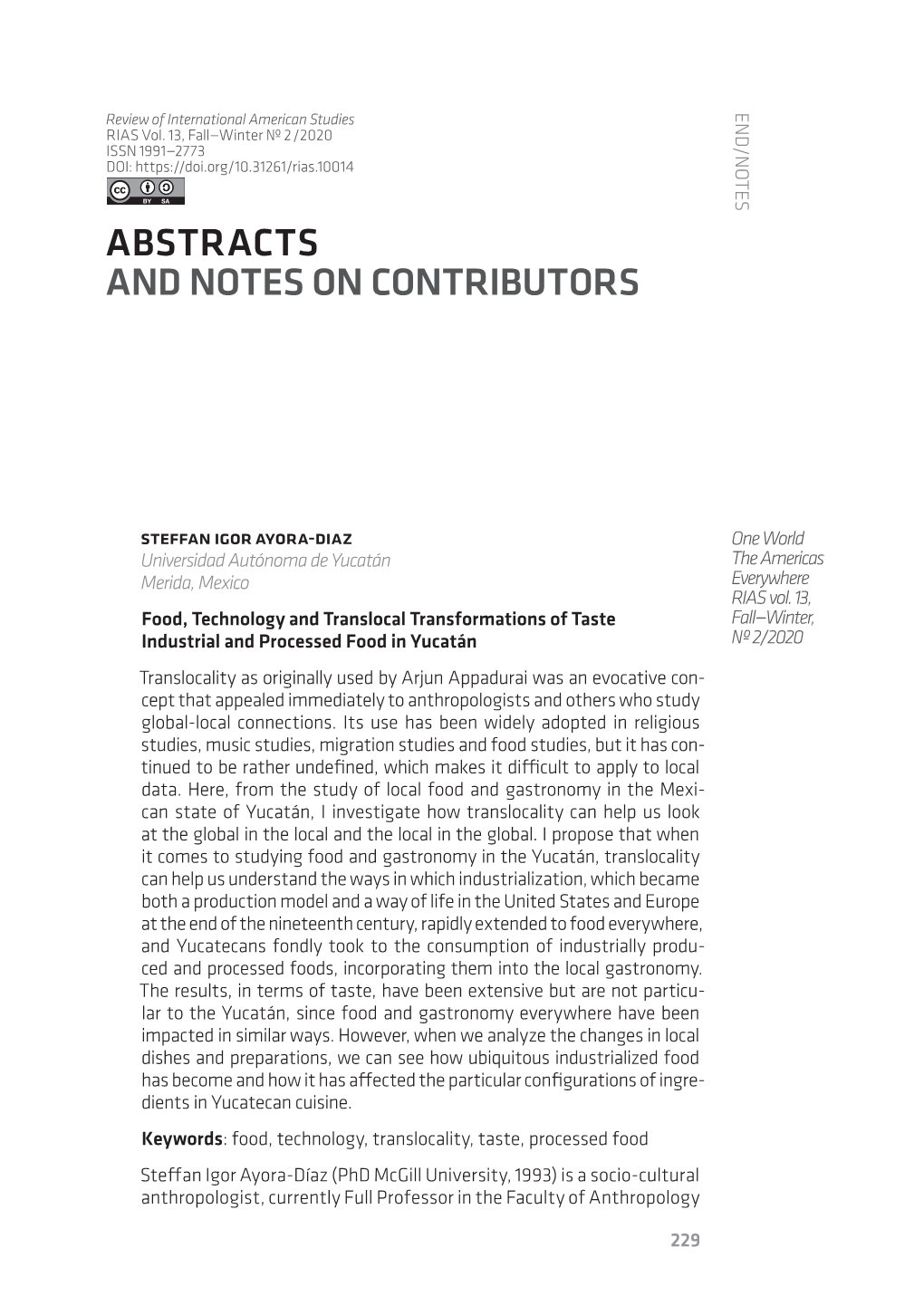 Abstracts and Notes on Contributors