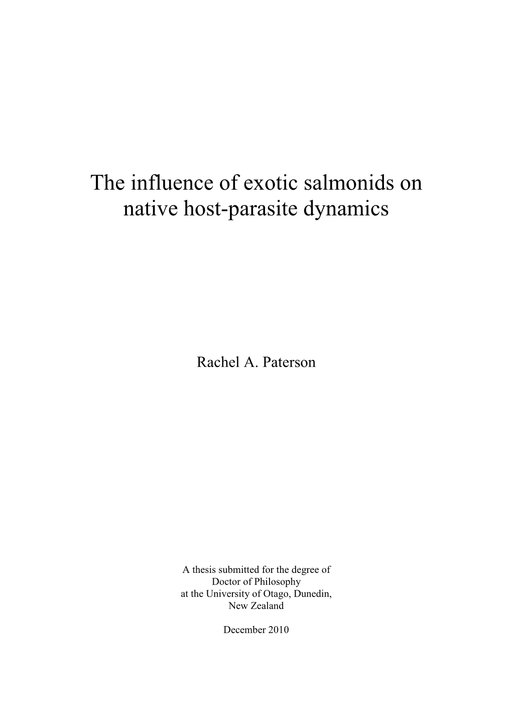 The Influence of Exotic Salmonids on Native Host-Parasite Dynamics