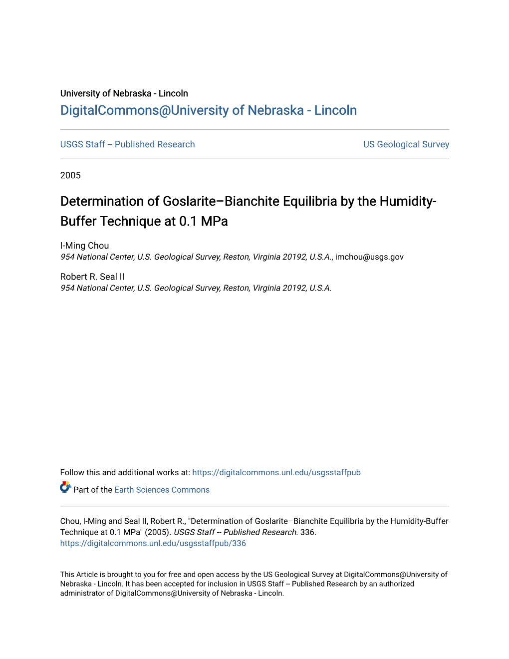 Determination of Goslarite–Bianchite Equilibria by the Humidity-Buffer Technique at 0.1 Mpa