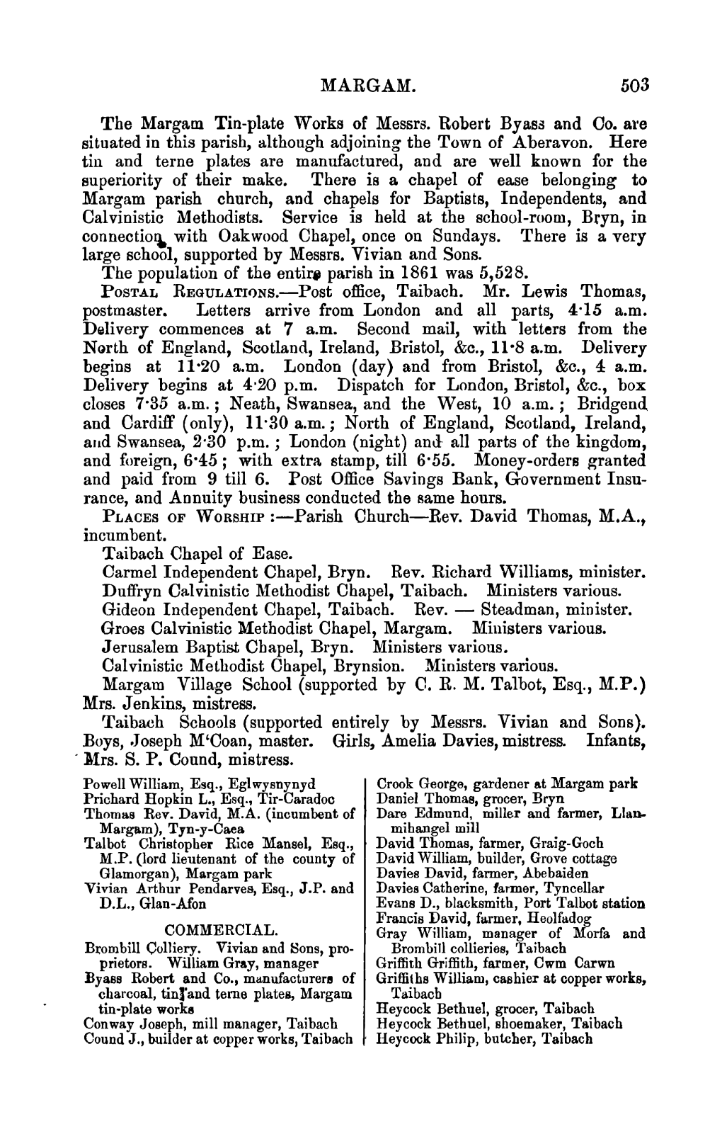 MARGAM. 503 the Margam Tin-Plate Works of Messrs. Robert Byasa And