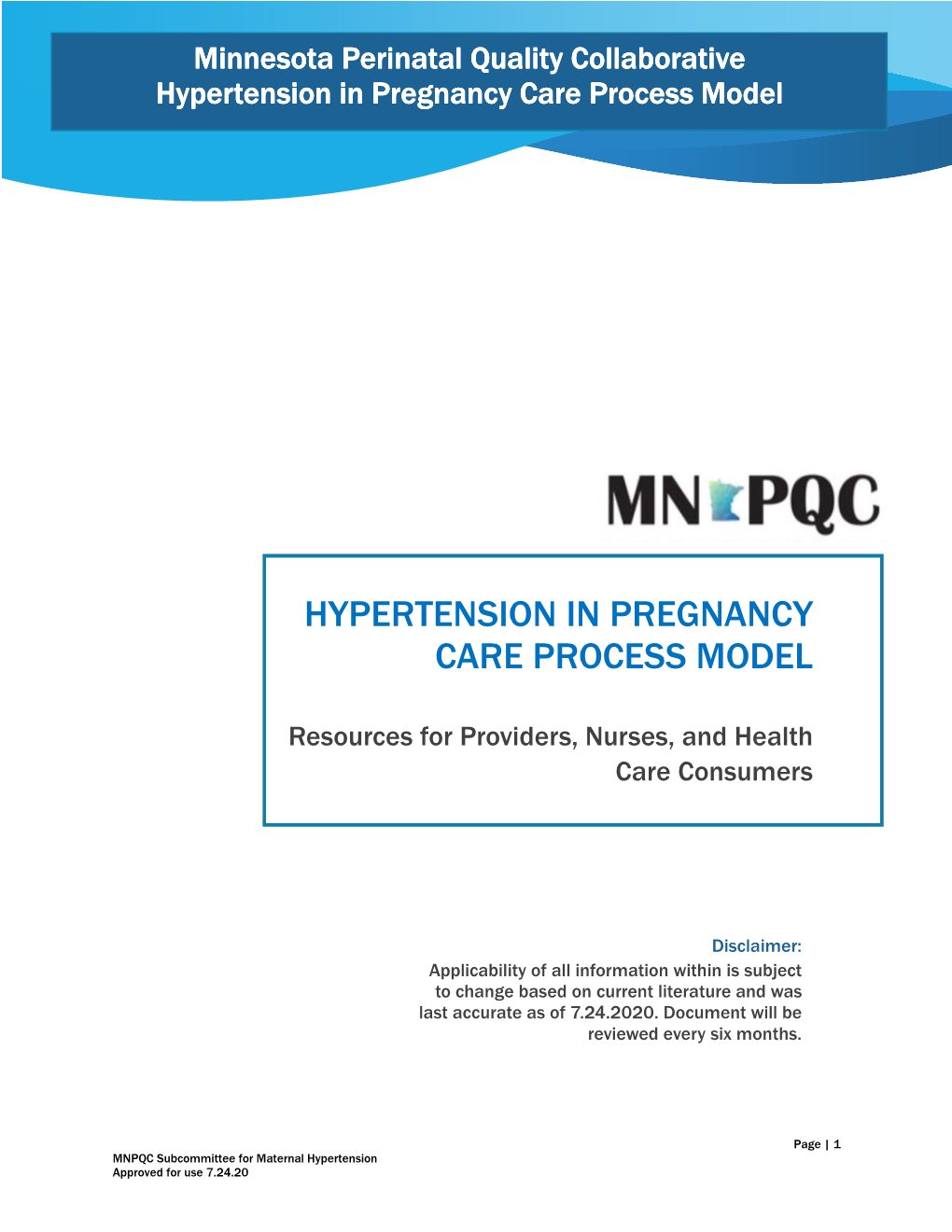 Hypertension in Pregnancy Care Process Model
