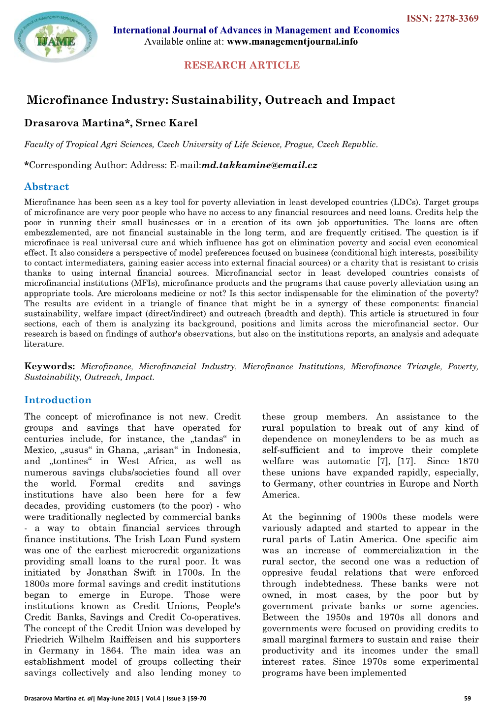 Overview of Microfinance Outreach