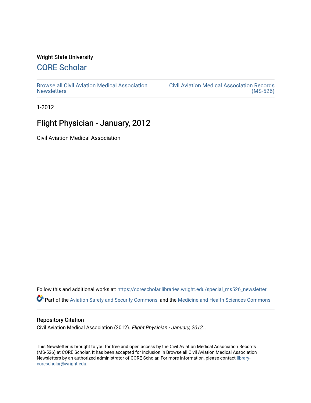Flight Physician - January, 2012