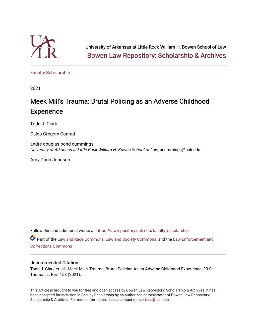 Meek Mill's Trauma: Brutal Policing As an Adverse Childhood Experience, 33 St