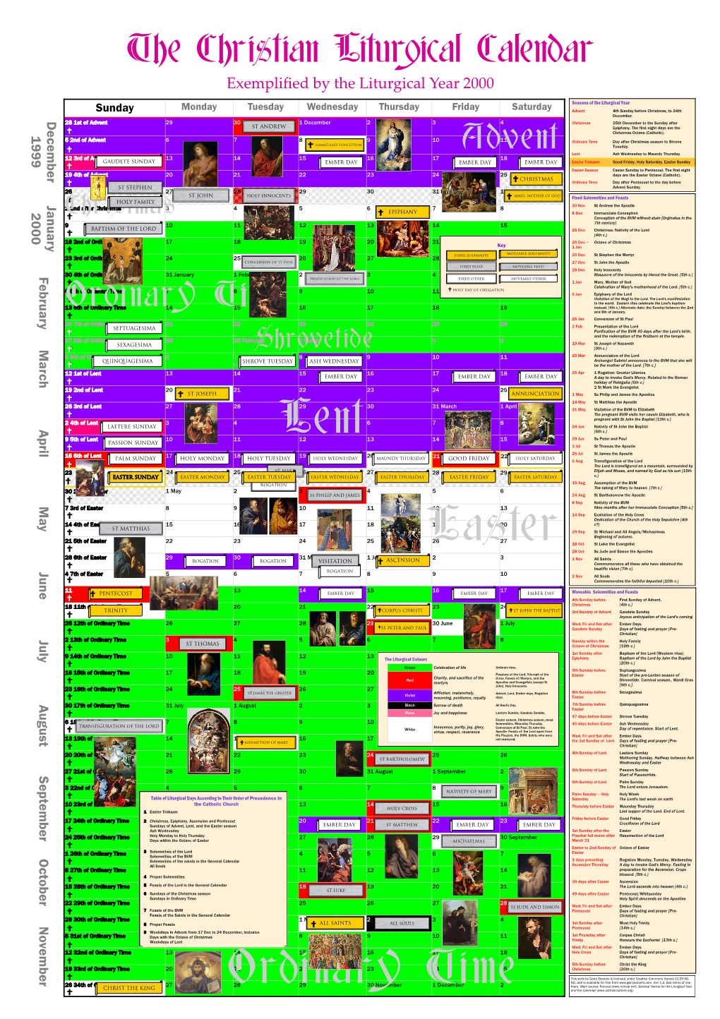 The Christian Liturgical Calendar Exemplified by the Liturgical Year 2000