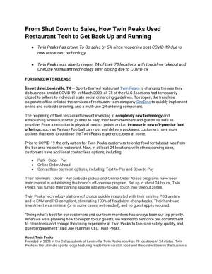 From Shut Down to Sales, How Twin Peaks Used Restaurant Tech to Get Back up and Running