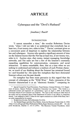 Cyberspace and the "Devil's Hatband"