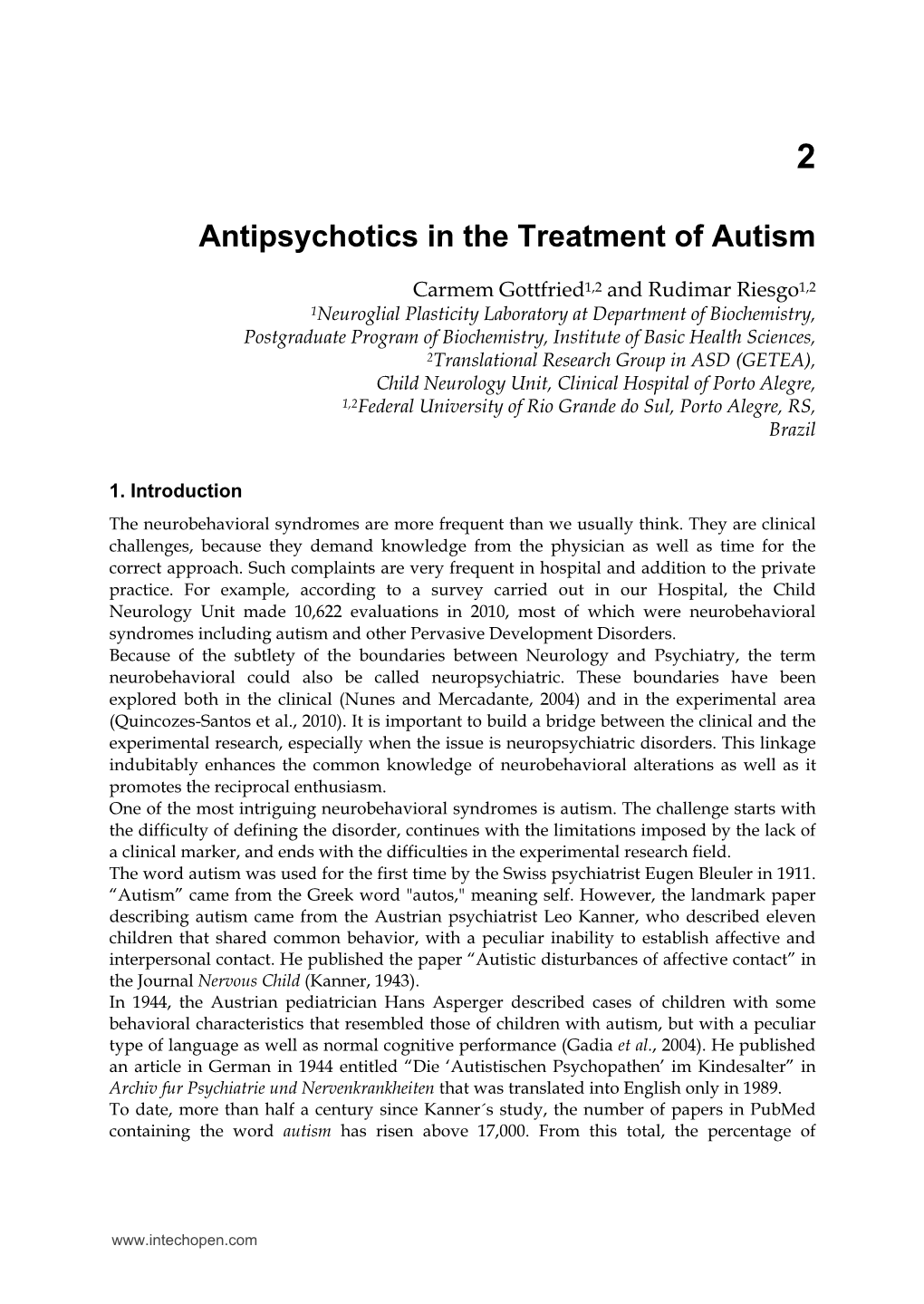 Antipsychotics in the Treatment of Autism