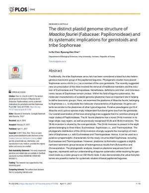 The Distinct Plastid Genome Structure of Maackia Fauriei (Fabaceae: Papilionoideae) and Its Systematic Implications for Genistoids and Tribe Sophoreae