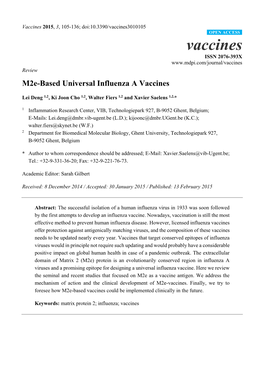 M2e-Based Universal Influenza a Vaccines