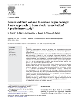 Decreased Fluid Volume to Reduce Organ Damage: a New Approach To