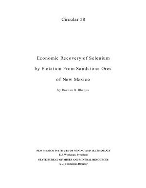 Economic Recovery of Selenium by Flotation from Sandstone Ores Of
