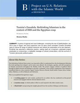 Tunisia's Ennahda: Rethinking Islamism in the Context of ISIS And