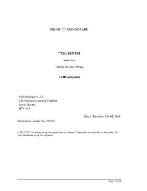Product Monograph for CELSENTRI
