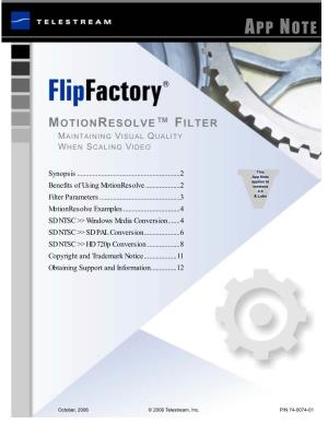 Motionresolve Filter Flipfactory App Note