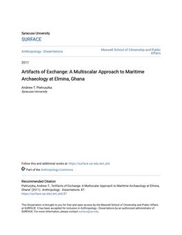 Artifacts of Exchange: a Multiscalar Approach to Maritime Archaeology at Elmina, Ghana