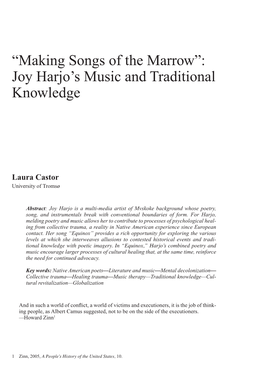 Joy Harjo's Music and Traditional Knowledge