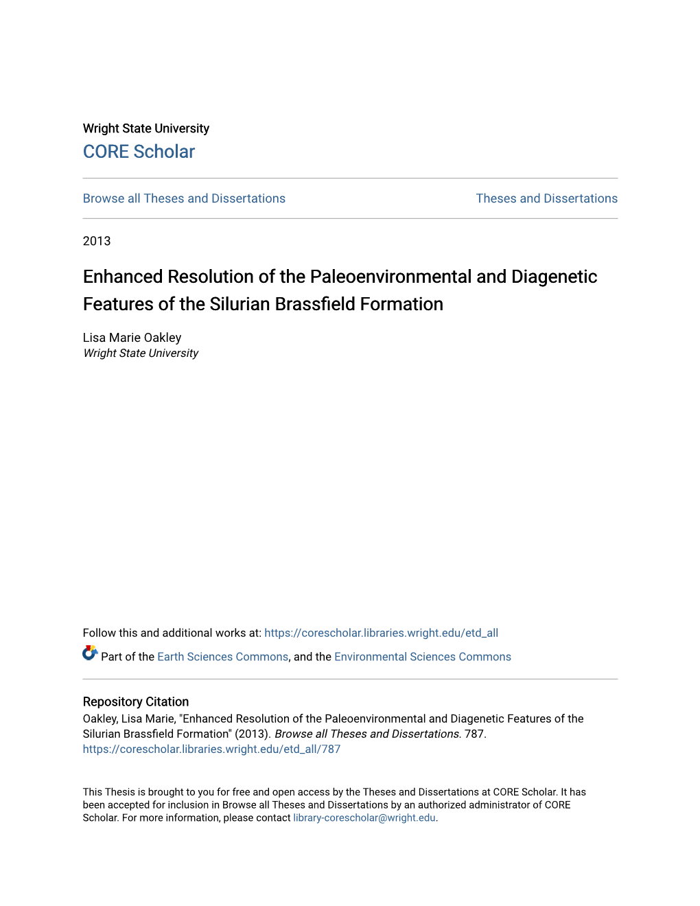 Enhanced Resolution of the Paleoenvironmental and Diagenetic Features of the Silurian Brassfield Formation