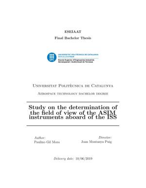 Study on the Determination of the Field of View of the ASIM Instruments