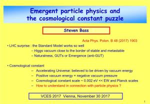 Emergent Particle Physics and the Cosmological Constant Puzzle