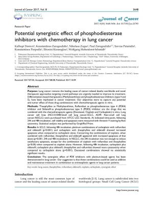 Potential Synergistic Effect of Phosphodiesterase Inhibitors With