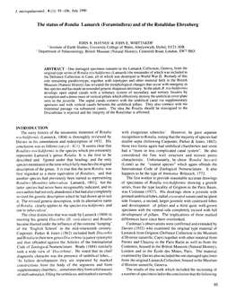 The Status of Rotalia Lamarck (Foraminifera) and of the Rotaliidae Ehrenberg