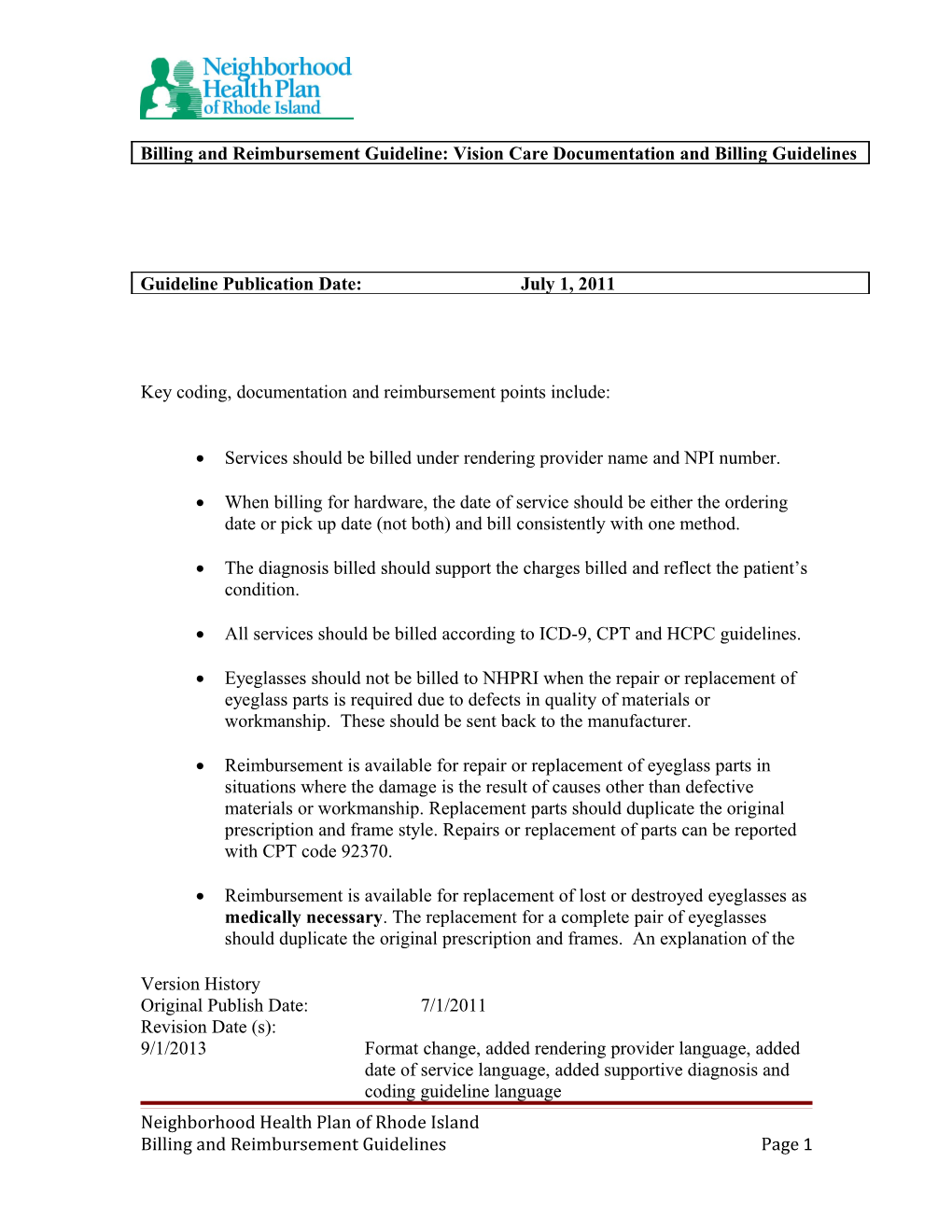 Billing and Reimbursement Policies s1