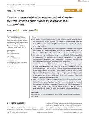 Crossing Extreme Habitat Boundaries: Jack‐Of‐All‐Trades Facilitates