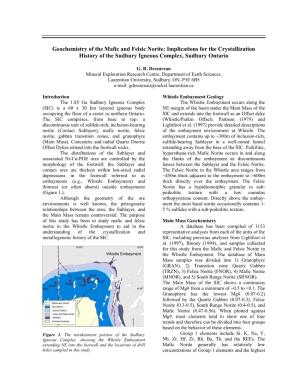 Geochemistry of the Mafic and Felsic Norite: Implications for the Crystallization History of the Sudbury Igneous Complex, Sudbury Ontario