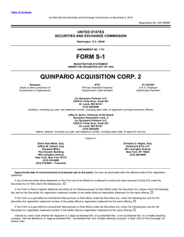 Form S-1 Quinpario Acquisition Corp. 2