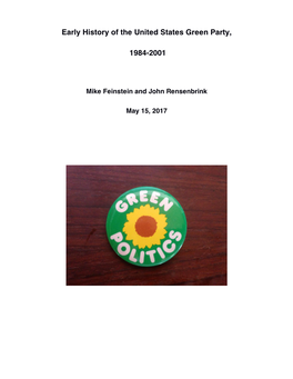 Early History of the United States Green Party, 1984-2001